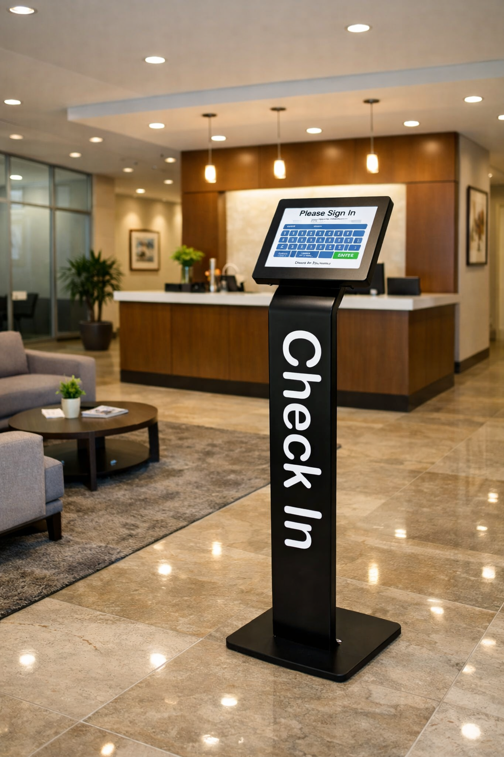 Medical offices replace the traditional paper sign in sheet with a patient kiosk to provide privacy and efficiency.